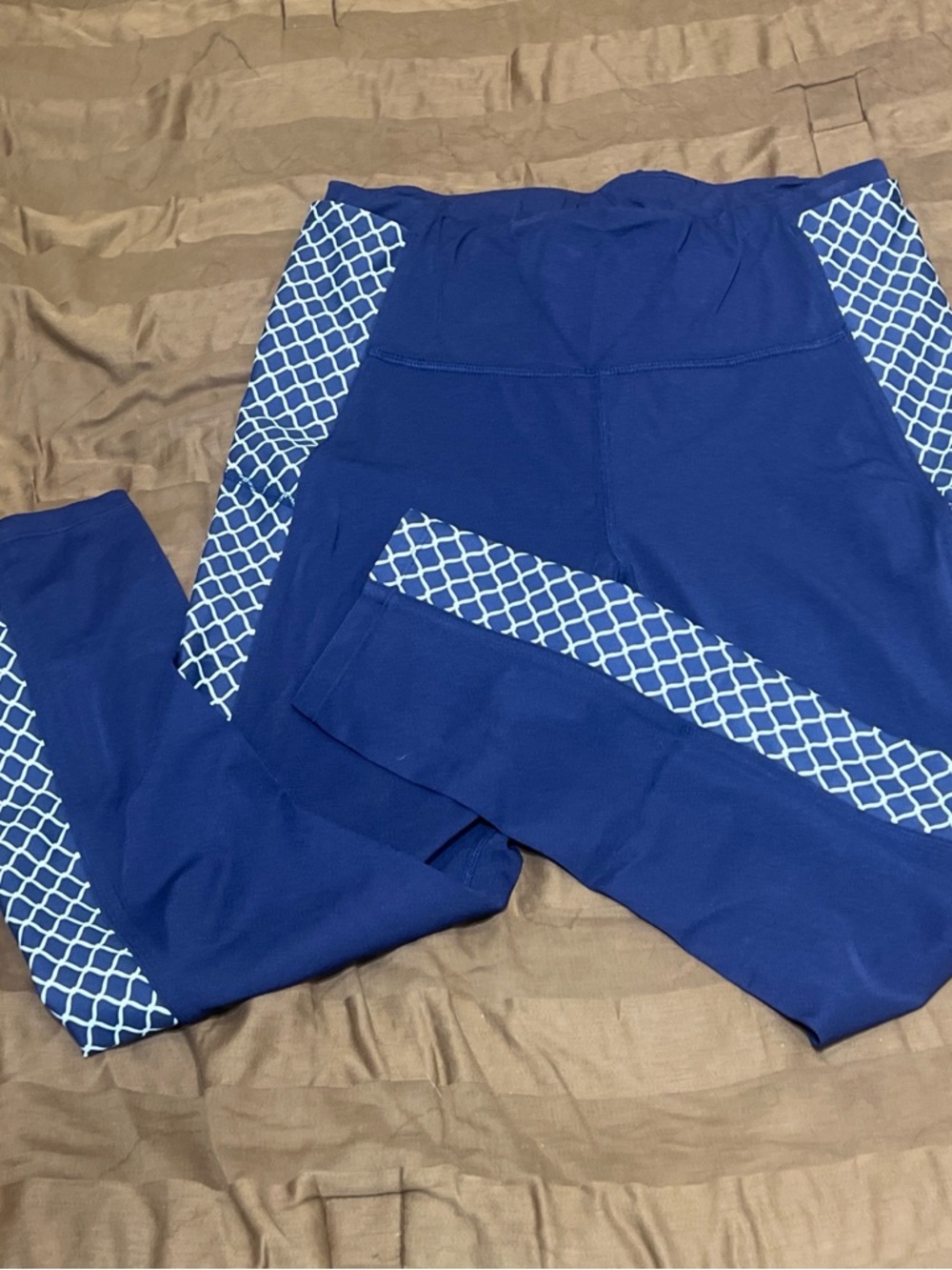 Sports Illustrated Swim Blue Leggings with White Lattice Trim